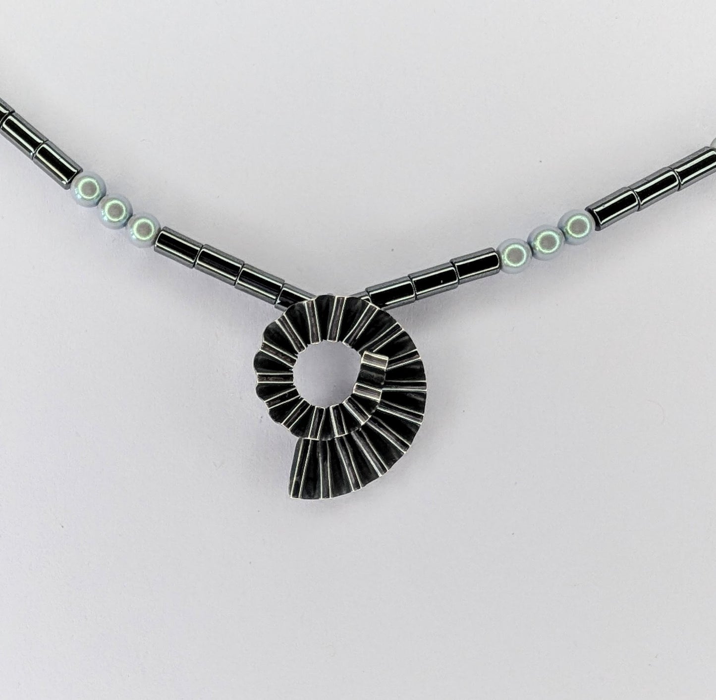 Haematite and silver necklace