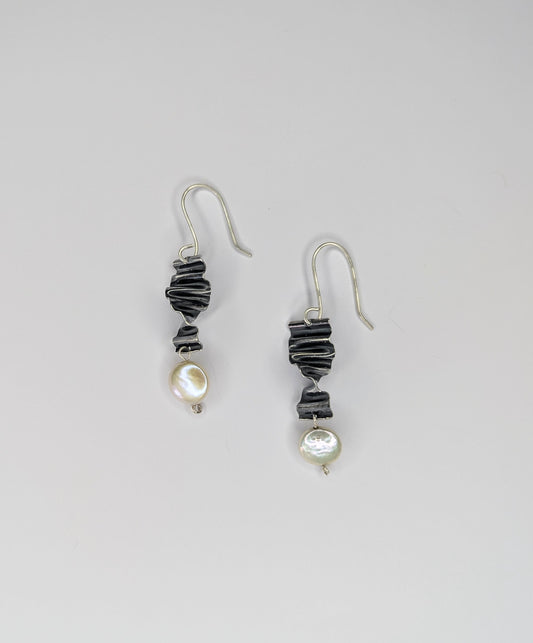 White pearl earrings