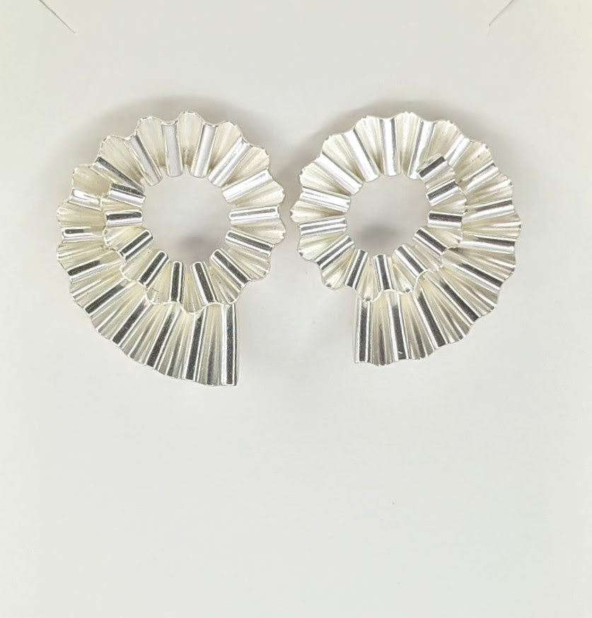 Silver ammonite shell inspired earrings