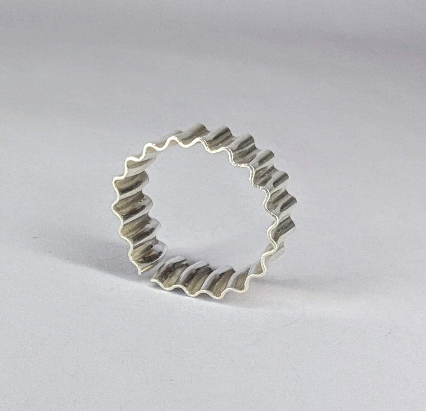 Rippled sea silver ring