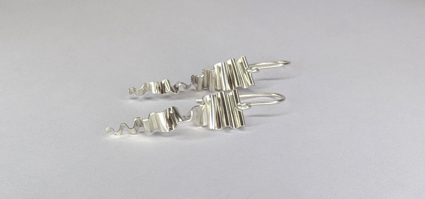 Silver small ripple twist earrings Suzie Horan