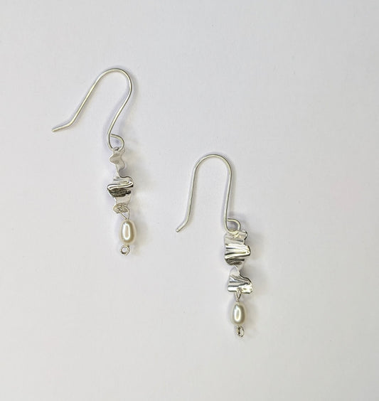 Small silver earrings with pearls