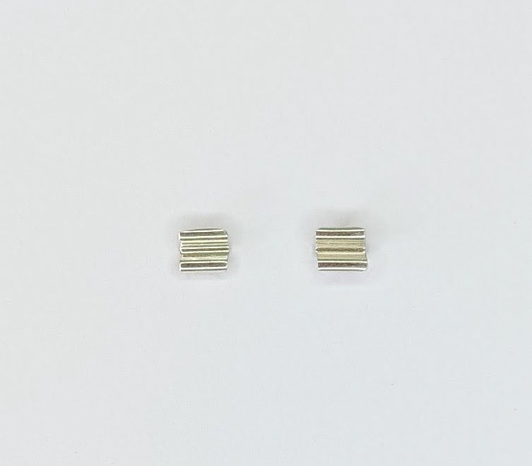 Small square silver earrings