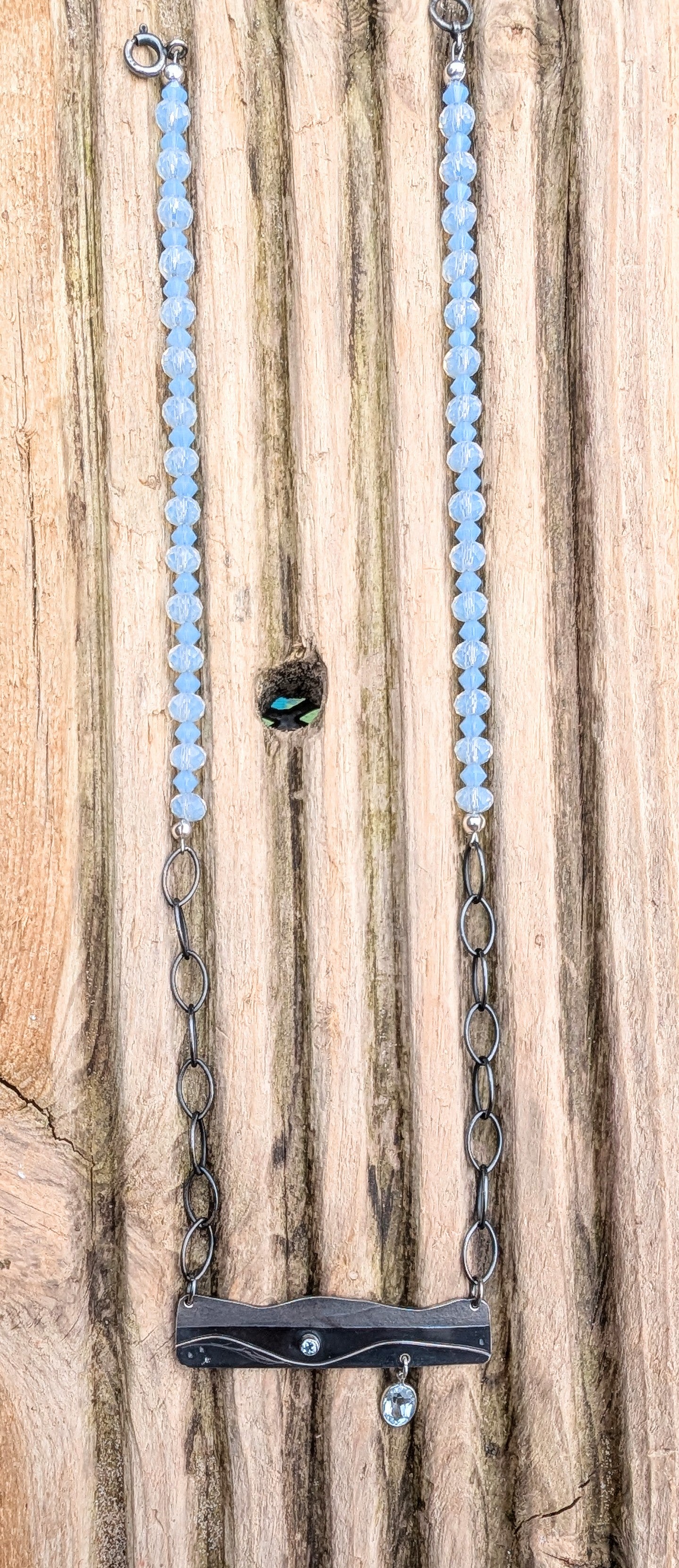 Happy Place necklace with blue topaz and opalite