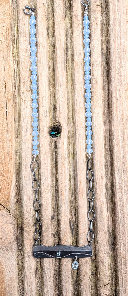 Happy Place necklace with blue topaz and opalite
