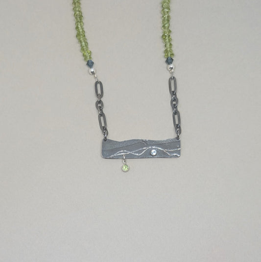 Happy Place necklace with peridot and blue topaz