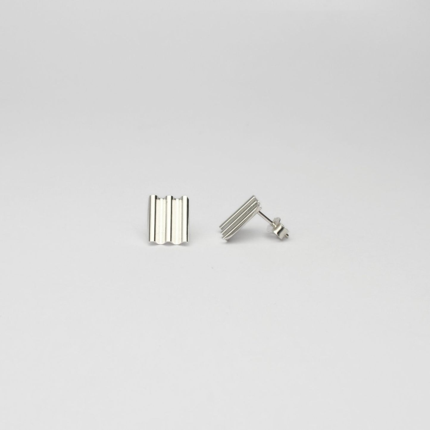 Silver square earrings