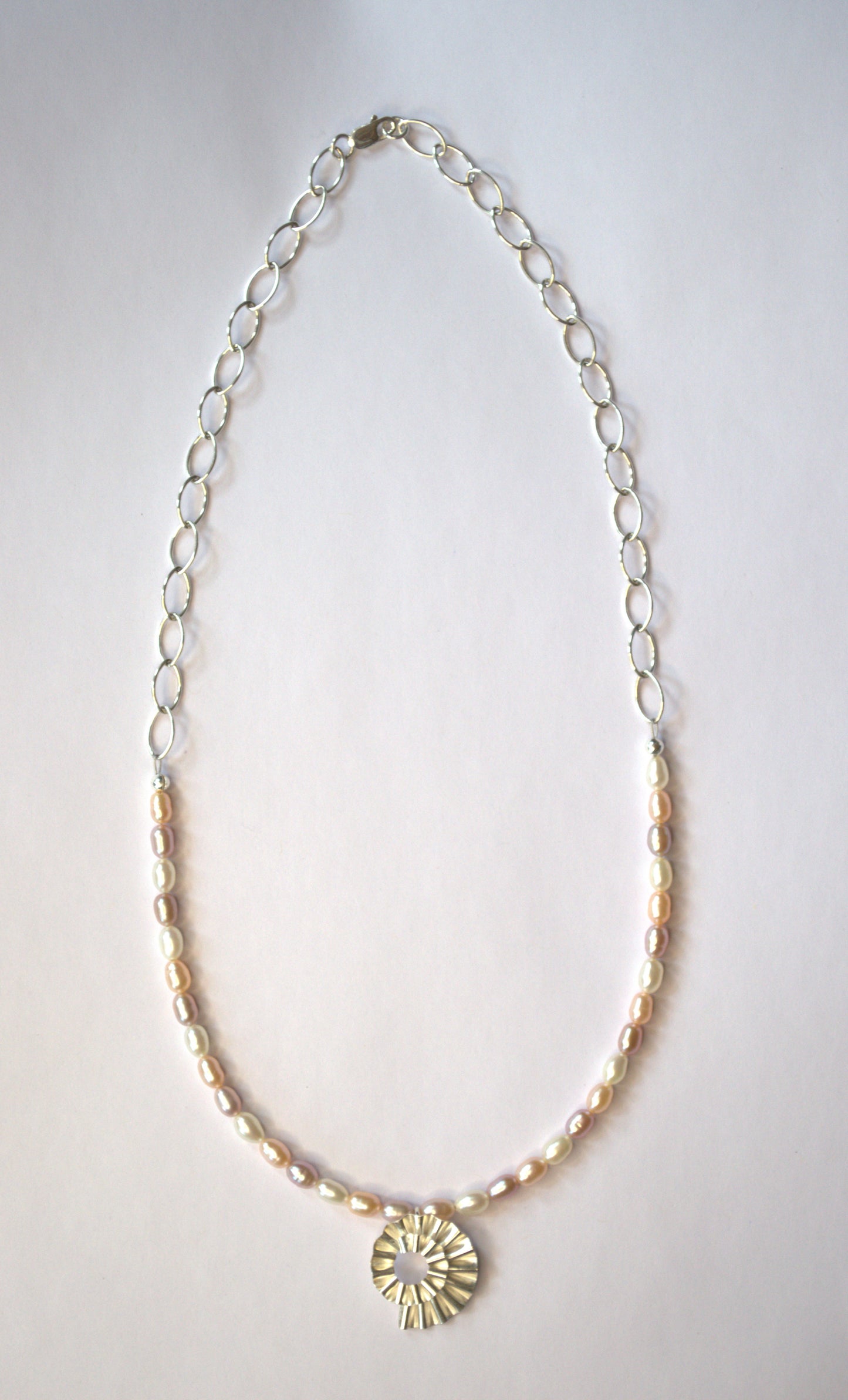 Dainty silver and pearl necklace