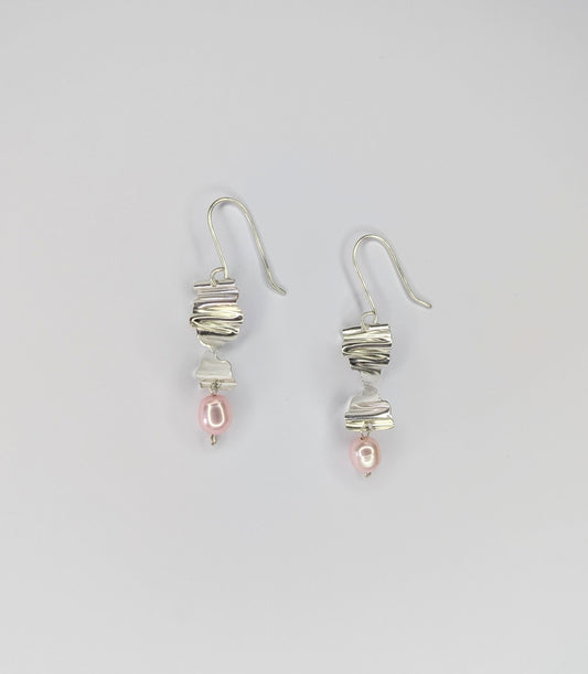 Pink pearl earrings
