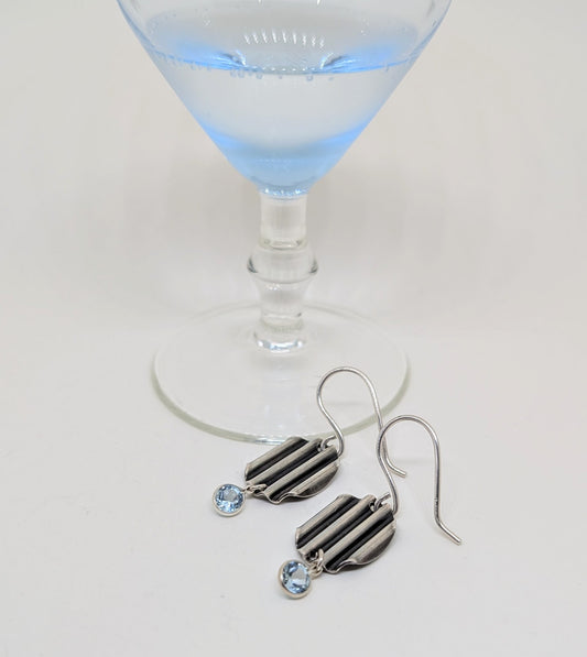 Earrings with blue topaz