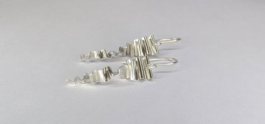 Silver small ripple twist earrings Suzie Horan 