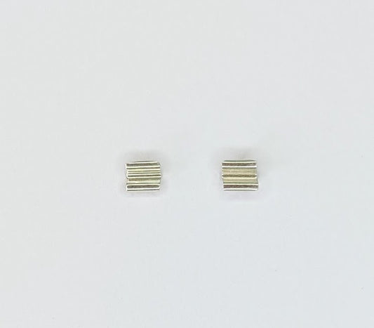 Small square silver earrings