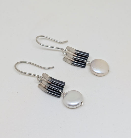 Ombre drop earrings with coin pearls