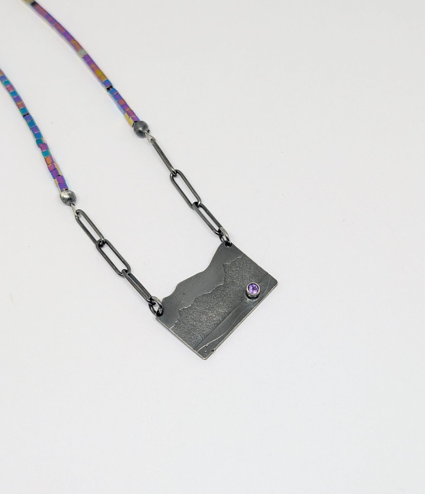 Happy Place necklace with amethyst and haematite
