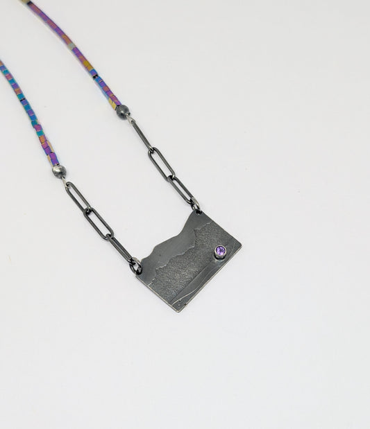 Happy Place necklace with amethyst and haematite