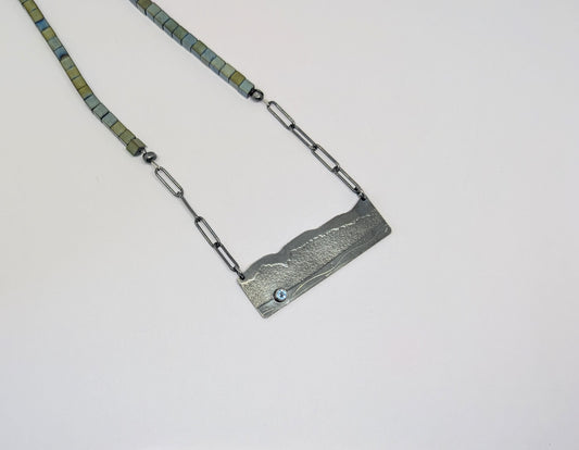 Happy Place necklace with blue topaz and haematite