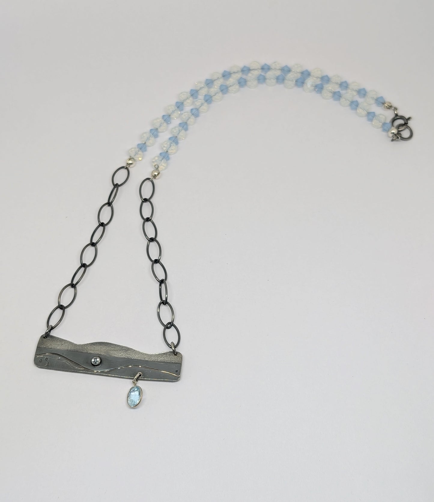 Happy Place necklace with blue topaz and opalite