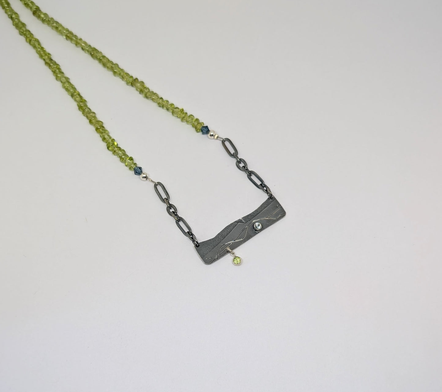 Happy Place necklace with peridot and blue topaz