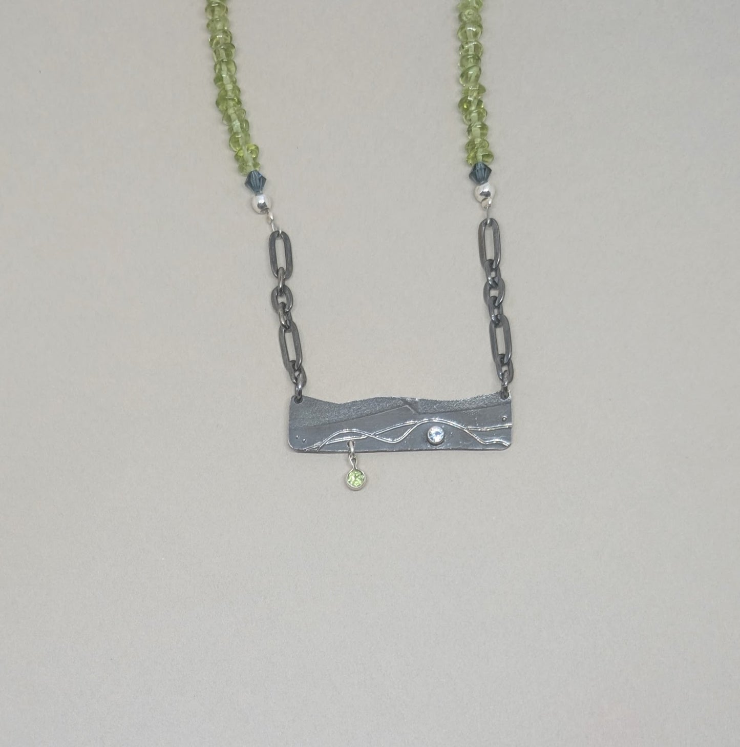 Happy Place necklace with peridot and blue topaz