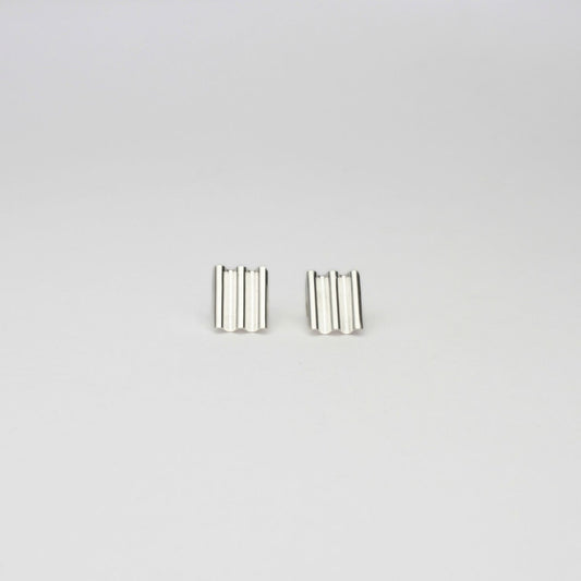 Square silver earrings 